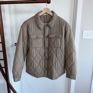 Zara Men's Quilted Shirt Jacket - Brown